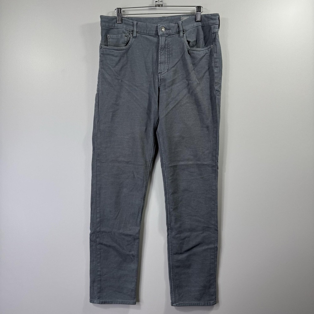 Faherty Jeans Mens 32x32 Gray Stretch Terry Straight Leg Denim Pants Casual